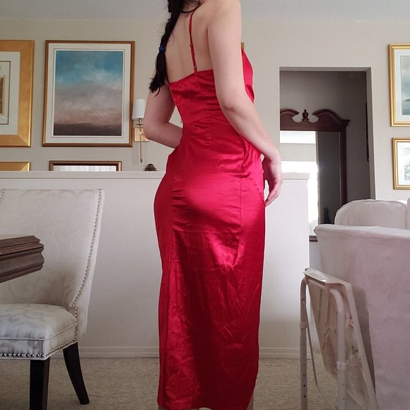 Red silky Naanaa dress from ASOS - Picture 2 of 9
